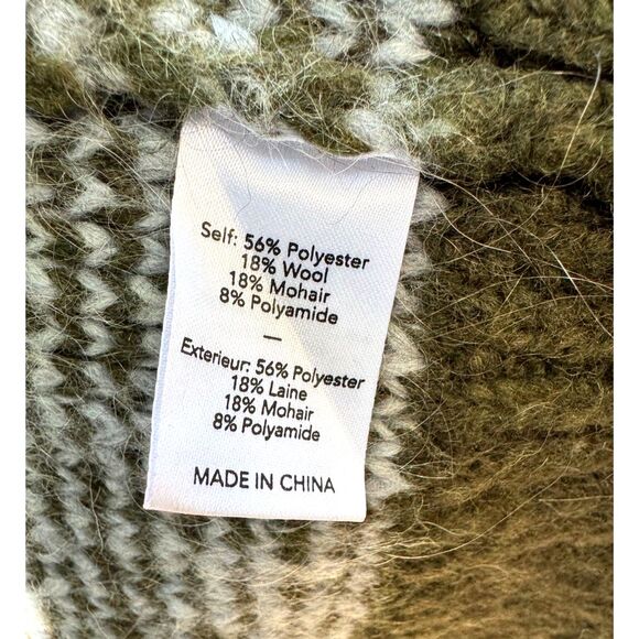 Elizabeth and James Oversized Green Grey Chunky Wool Mohair Long Sweater SZ XS/S - Picture 10 of 13